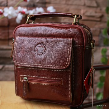 Tibetan first-layer cowhide men's bag multi-pocket men's bag 2023 new leather hand-held crossbody bag casual men's shoulder bag