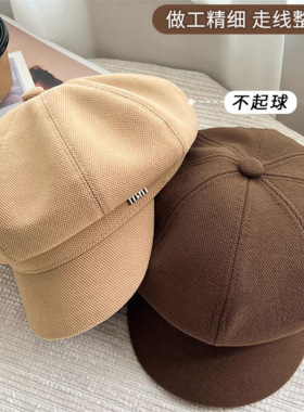 日系呢子贝雷帽女韩版文艺复古报童帽潮云朵八角帽休闲街头画家帽