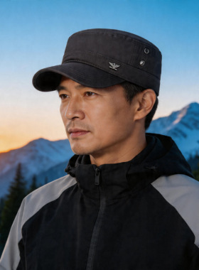 新款韩版平顶帽子男帽四季休闲遮阳防晒户外登山露营纯色棒球帽