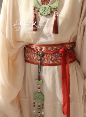 出租汉服战国袍曲裾配饰多层项链软璎珞仿古魏晋风复原款腰链吊坠