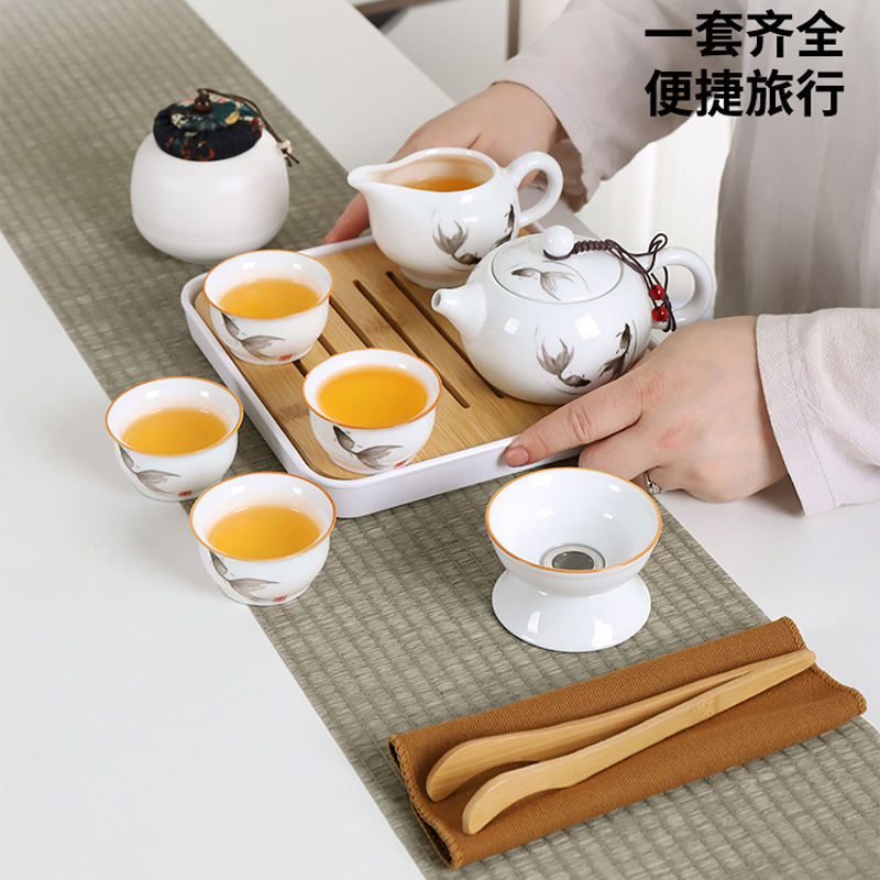 陶瓷旅行功夫茶具小套装便携包泡茶壶茶杯户外家用简约礼品单定制 - 图2