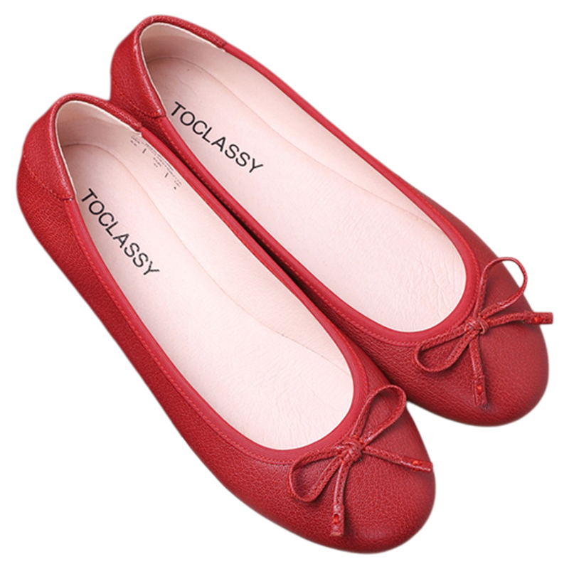 【福利体验款】TOCLASSY真皮蝴蝶结芭蕾舞平底鞋蛋卷大码女软单鞋,淘宝优惠券,粉丝福利购,淘宝优惠卷