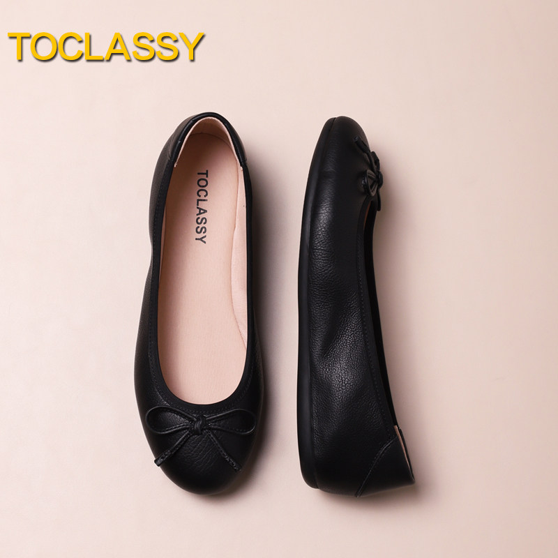 TOCLASSY度卡丝 质感胎牛皮 黑色 芭蕾舞平底鞋 软底女鞋大码女鞋,淘宝优惠券,粉丝福利购,淘宝优惠卷