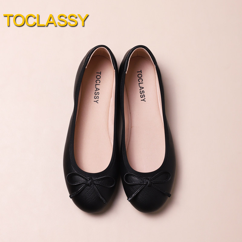 TOCLASSY度卡丝 质感胎牛皮 黑色 芭蕾舞平底鞋 软底女鞋大码女鞋,淘宝优惠券,粉丝福利购,淘宝优惠卷