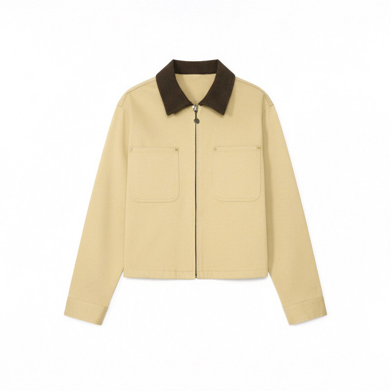 谜底撞色翻领外套长袖2026春季新品工装复古短款夹克女265MW5035,淘宝优惠券,粉丝福利购,淘宝优惠卷