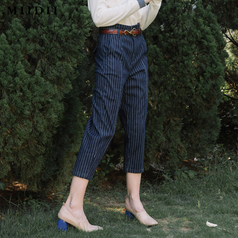 谜底/ miidii20春季新款显瘦牛仔裤 谜底牛仔裤