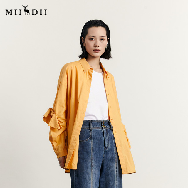 Riddle specialty shirt long-sleeved women's autumn fashion loose design mid-length shirt 233MC1150