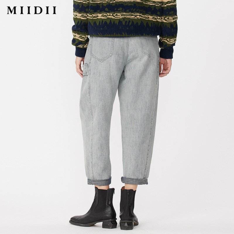 miidii谜底20冬新款休闲宽松牛仔裤 谜底牛仔裤