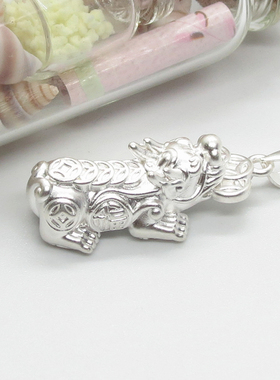 s999金钱财字貔貅大款红黑绳足银