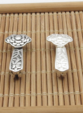 S999纯银做旧复古泰银足银3diy硬银如意平安扣女款红黑绳手链配件