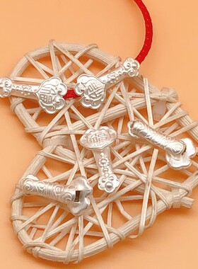 纯银爱心如意转运珠红绳手链