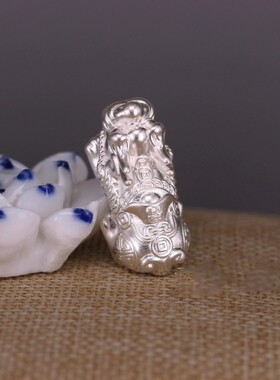 S999纯银3D硬足银做旧复古泰银招财纳福元宝金钱红黑绳女手链配件