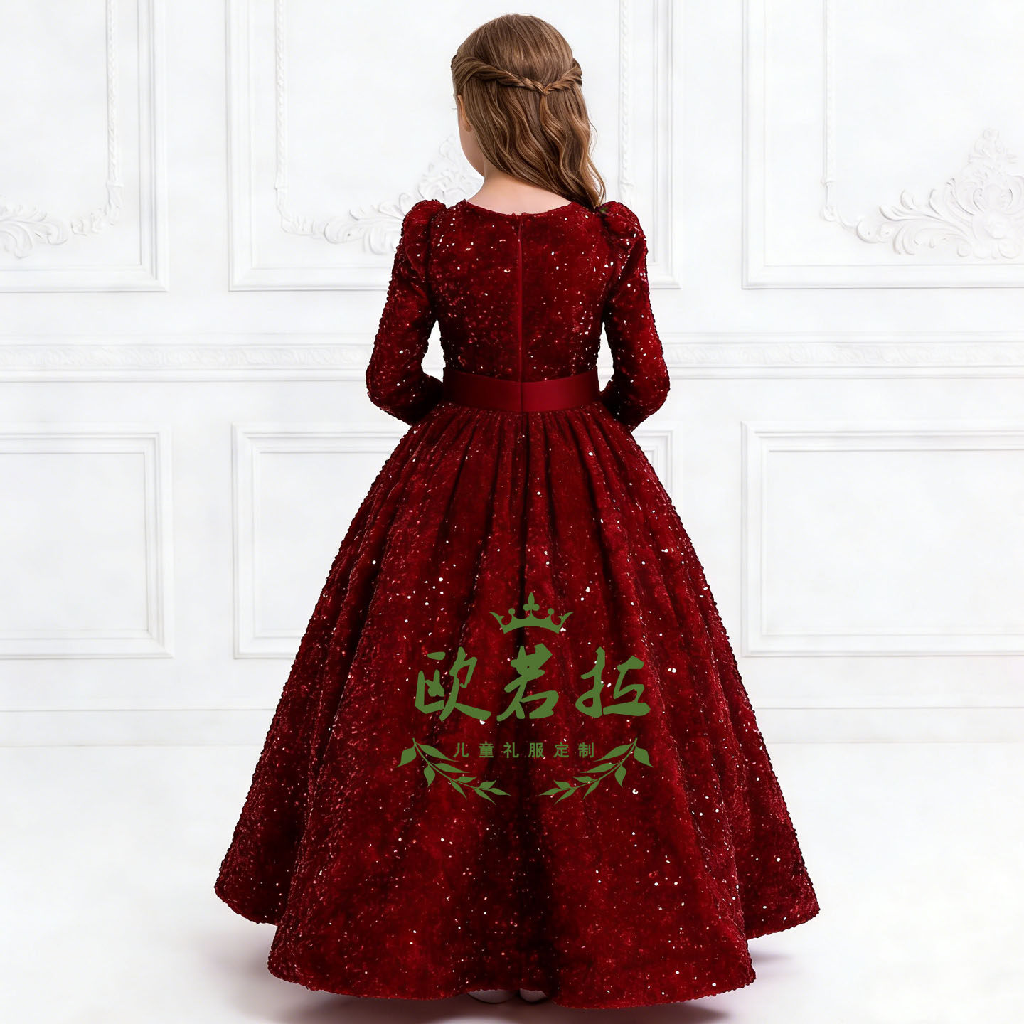 女童大提琴主持人钢琴演出晚礼服高端儿童生日宴会亮片长袖公主裙,淘宝优惠券,粉丝福利购,淘宝优惠卷