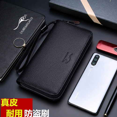 Цепочка с молнией, кожаная сумка с петлей на руку, мужской бумажник, кожаный кошелек, картхолдер для водительских прав, из натуральной кожи, воловья кожа