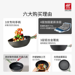 德国双立人Now Pro不粘锅第三代炒锅平底不粘少油电磁炉薄荷绿
