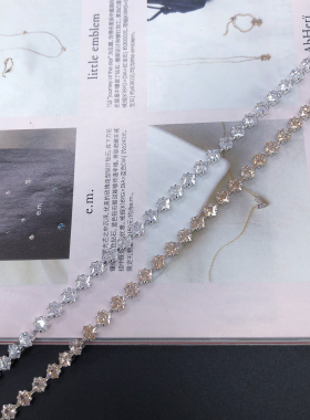 小而美正方锆石闪闪耀眼巴黎立体钻链条 制作礼服婚纱手工饰品链