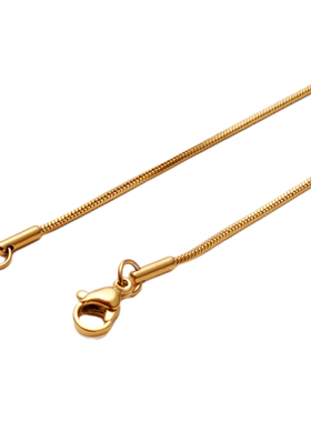 钛钢方蛇链女镀金色项链不掉色