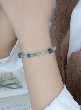 原创「绿洲」天然海蓝宝葡萄石多宝新中式女士手链手串清新夏