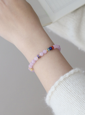 原创「紫霞」天然紫锂辉石新中式多宝国风手串粉紫色手链女高级感