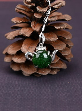 青瓷釉滴吊坠925银项链