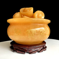 Jade Poly Basin Swing Piece Natural yellow jade Merchants Entrance Treasure Living Room Genguan Front Office Decoration New Chinese Opening Gift