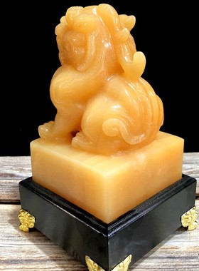 天然玉石乾隆招财纯手工貔貅印章