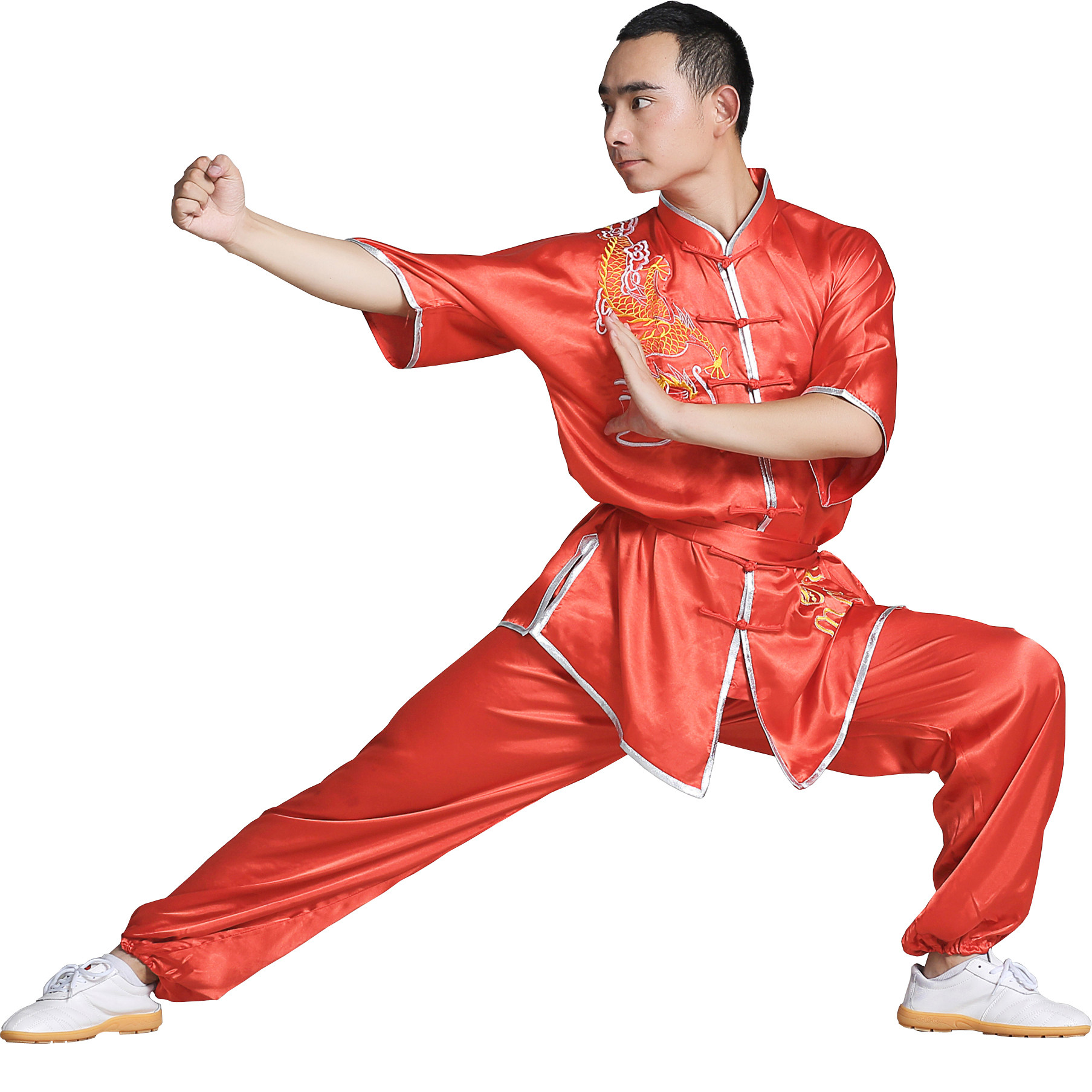武术服刺绣龙武术服短袖表演服装绣龙武术服功夫服比赛演出服包邮_虎窝淘