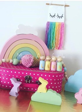 ins北欧彩虹积木摆件益智儿童房