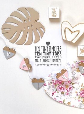 儿童房装饰墙贴木质龟背叶摆件