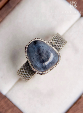 「和田玉戒指」925纯银手工镶嵌 水墨丹青超美经典包边精致厚实