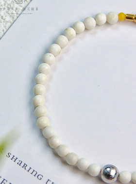 猛犸象牙手镯简约圆珠叠戴百搭尺寸4mm/14-17cm钛钢圈天铁陨石