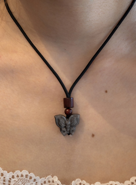 匡舟本色 新中式小众设计国风 银耀石蝴蝶吊坠项链高级编绳锁骨链