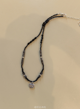 花开富贵平安锁天然石串珠项链