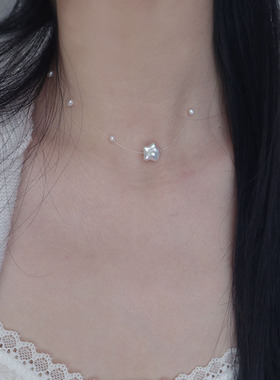 天然五角星珍珠项链锁骨链choker