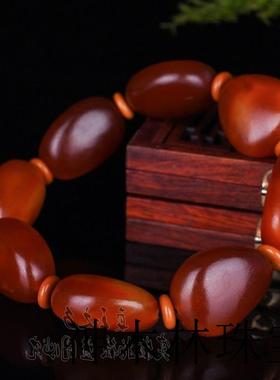 高端精品新疆和田玉原皮籽料手串原石枣红皮红沁皮手串手链送礼品