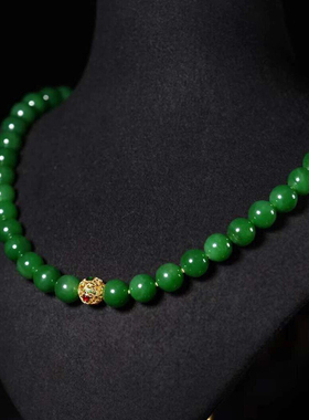 精挑和田玉菠菜绿碧玉项链原创大颗粒锁骨链新中式国风送妈妈送礼