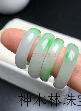缅甸高端翡翠色冰糯种飘绿指环