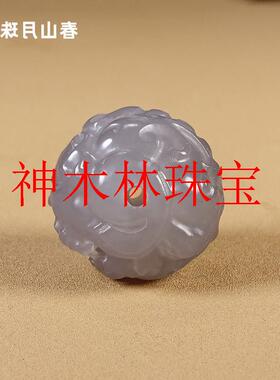 和田玉烟紫色貔貅单圆珠手链散珠单珠金刚菩提链招财隔珠文玩手串