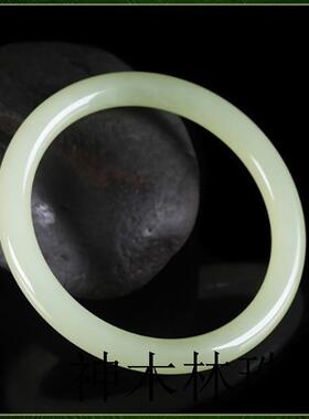 新疆和田玉青白玉手镯女款细圆条镯子晴水少女玉手镯玉石百搭款