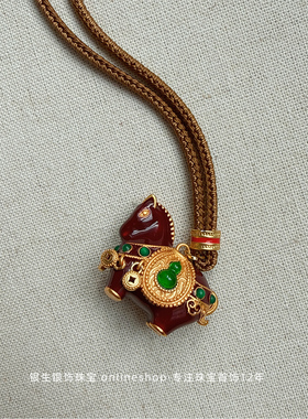 新中式葫芦铜钱滴油小马毛衣链