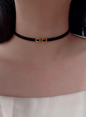 时尚纯银镀金字母款颈链潮流百搭