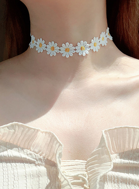 s925银雏菊花朵项圈女脖子饰品