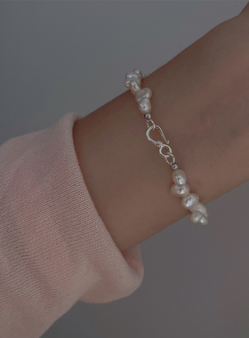 纯银新款巴洛克淡水珍珠手链百搭