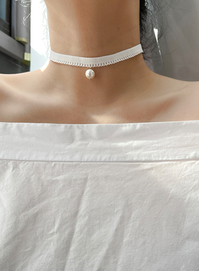 蕾丝弹力脖子饰品黑色女短款颈链