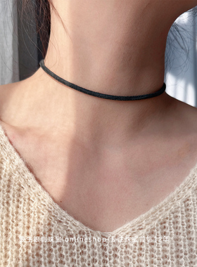 真皮头层绒面牛皮绳S925纯银项圈