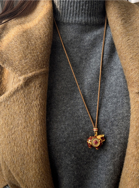 马年新品新中式滴油红色小马项链