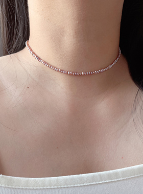 独特稀少紫色小颗粒淡水珍珠项链