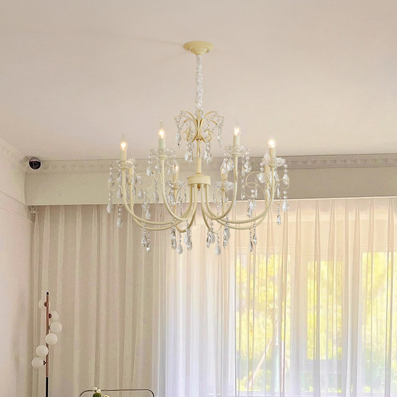 French light luxury cream crystal chandelier living room bedroom