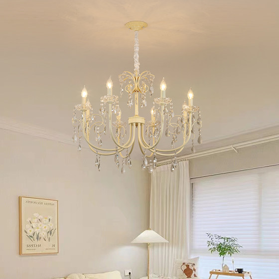 French light luxury cream crystal chandelier living room bedroom