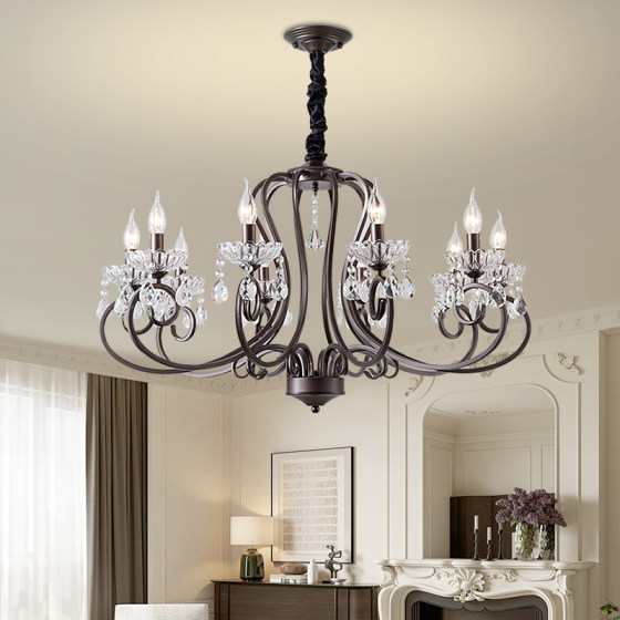 French retro crystal chandelier for living room, bedroom and dining room